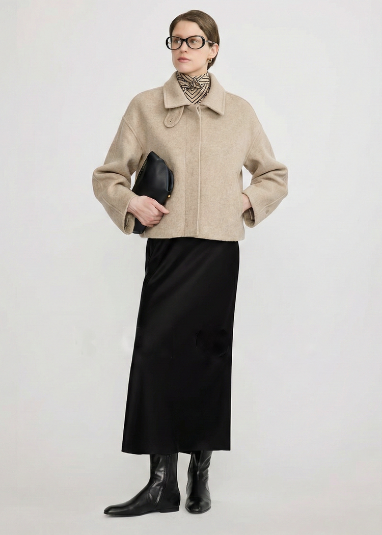 Contour Collar Wool Cropped Jacket