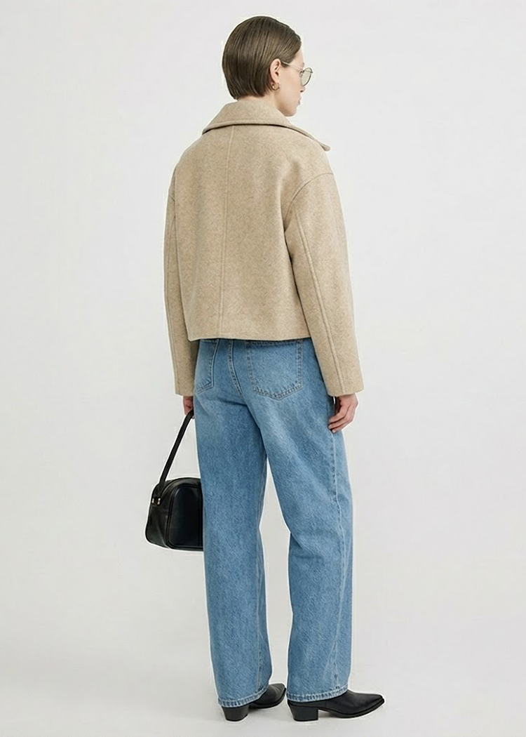 Contour Collar Wool Cropped Jacket