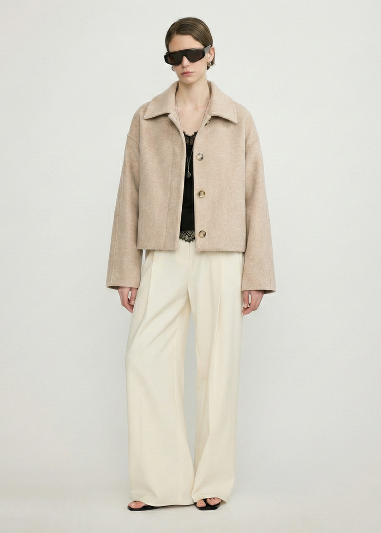 Contour Collar Wool Cropped Jacket
