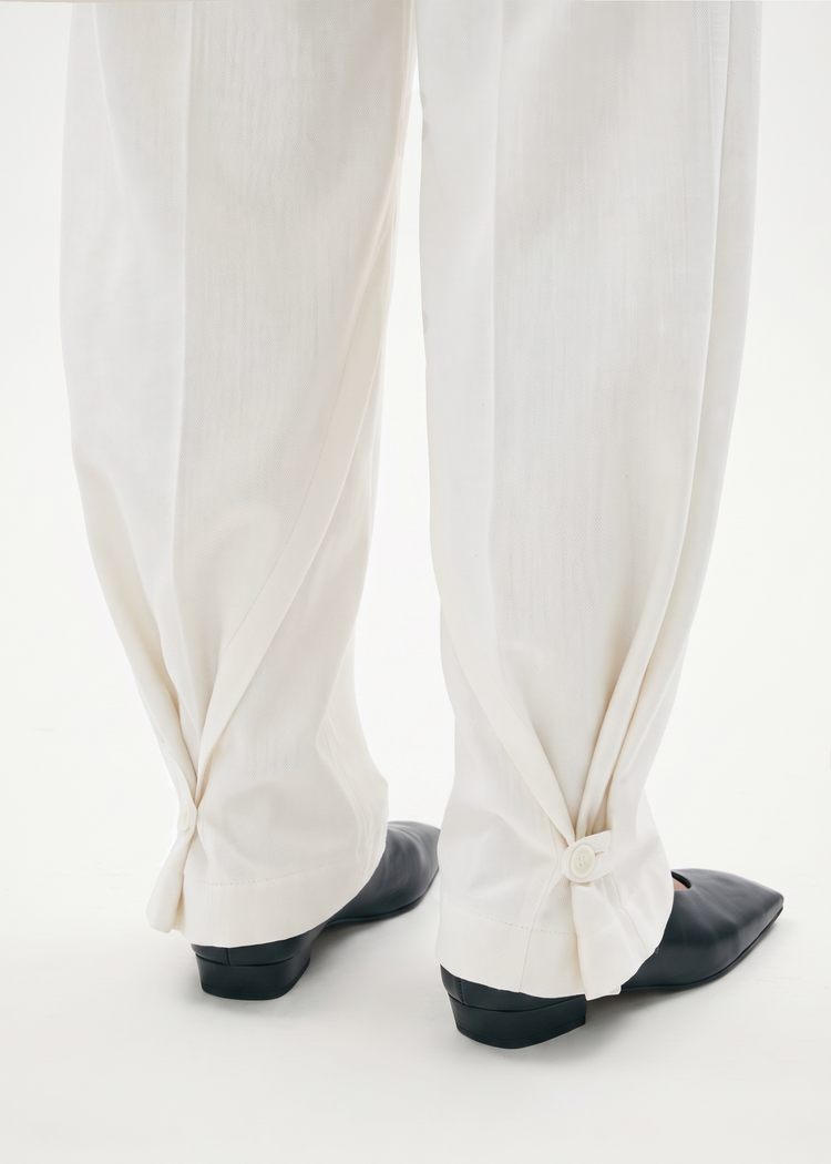 Scarf-Detail Wide-Leg Trousers