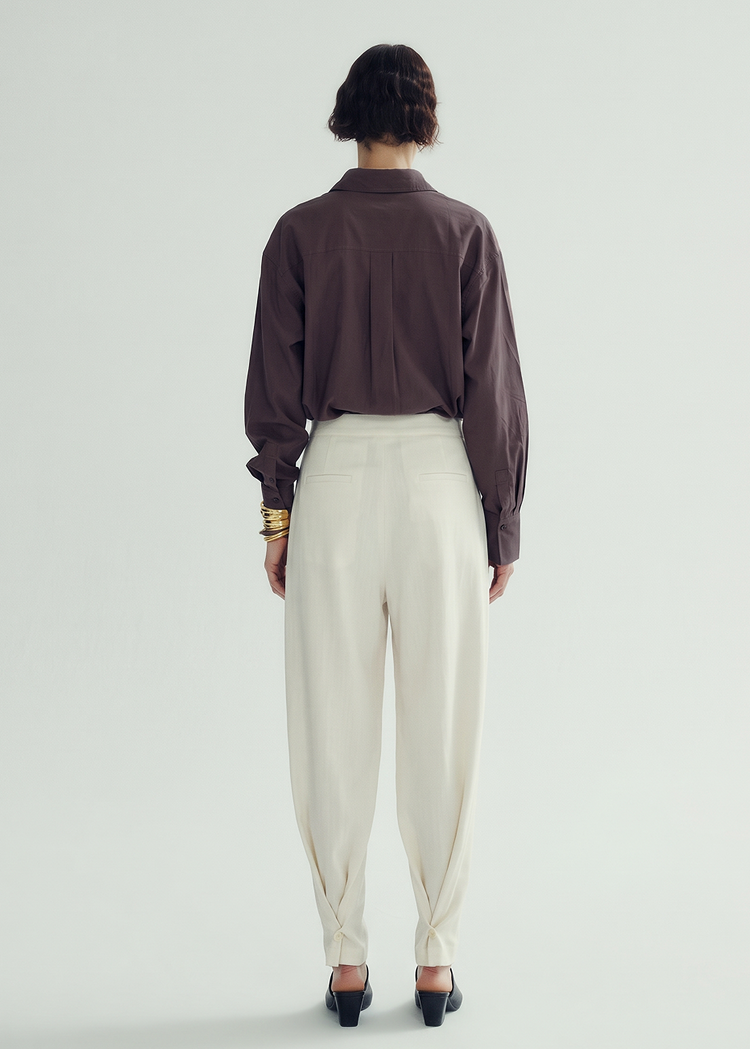 Scarf-Detail Wide-Leg Trousers
