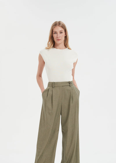 Knitted Cap Sleeve Top in White