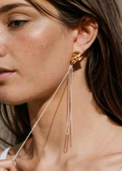 Linear Long Drop Single Earring