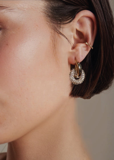 Double Hoop Earrings with Crystal
