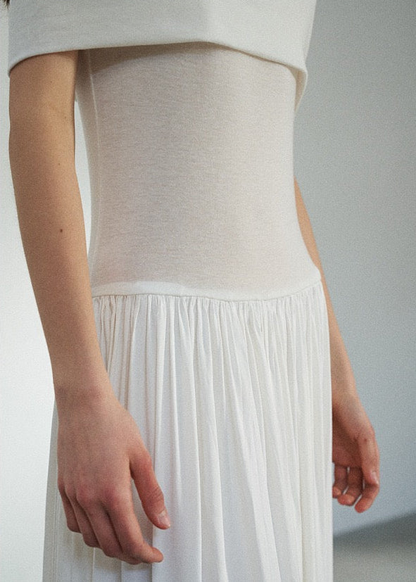 Wool Lyocell Blend Off-Shoulder Maxi Dress