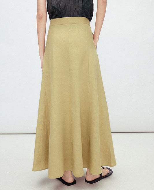 Linen Blend A-line Maxi Skirt