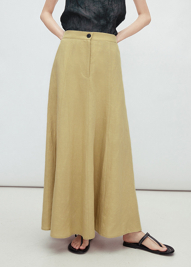 Linen Blend A-line Maxi Skirt