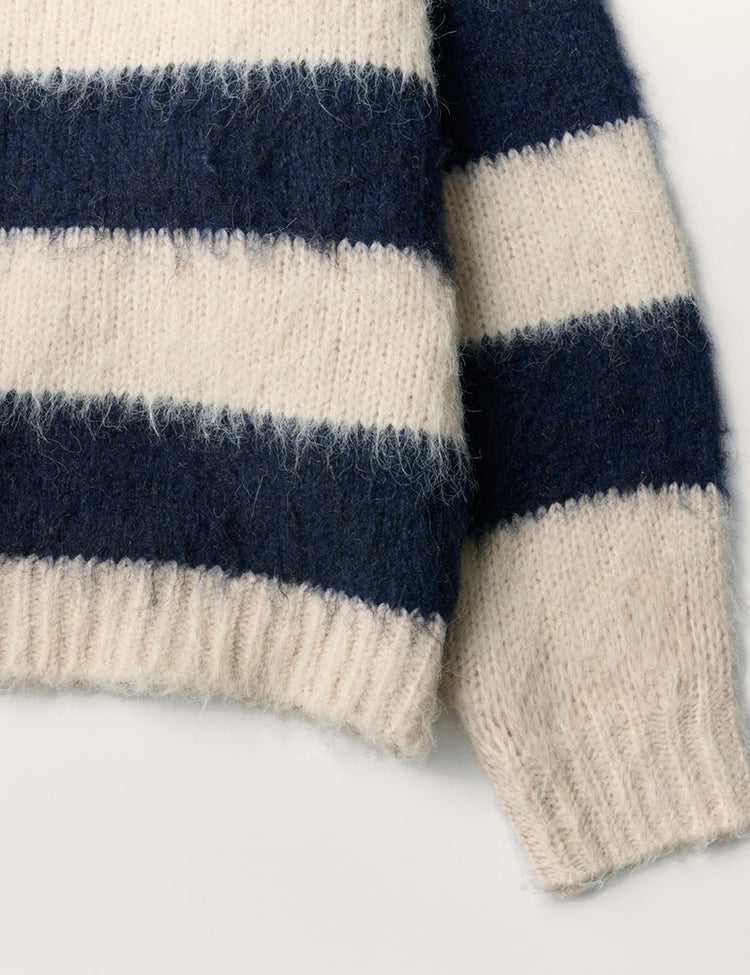 Hand-knitted Striped Soft-Hand Jumper