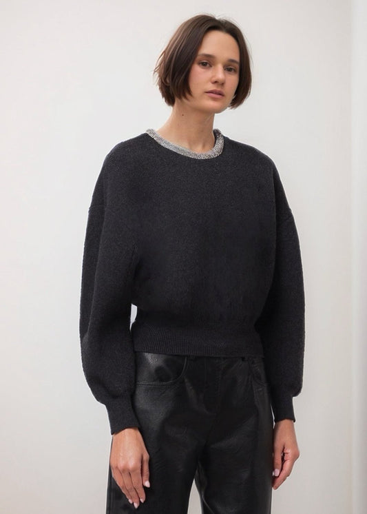 Embellished Neckline Wool Jumper