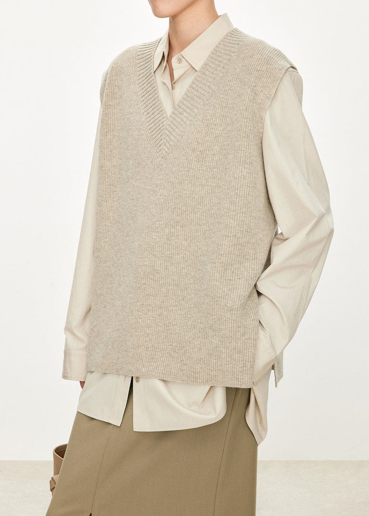 Pure Merino Wool Vest in Oatmeal