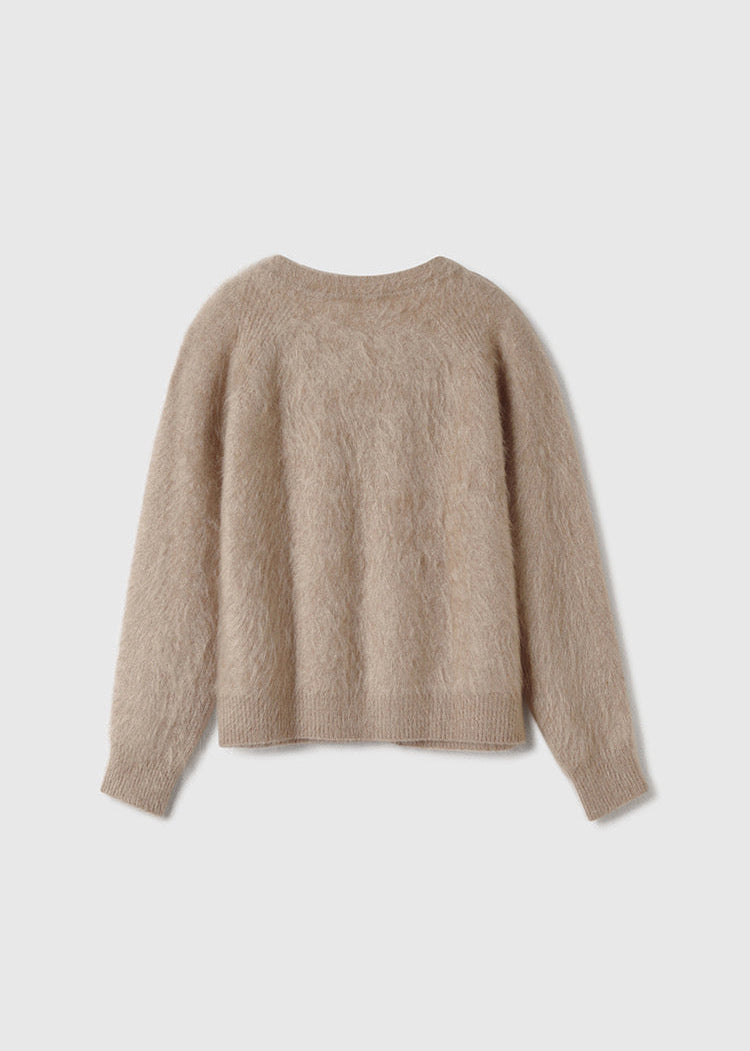 Brushed Cashmere Cardigan - Camel