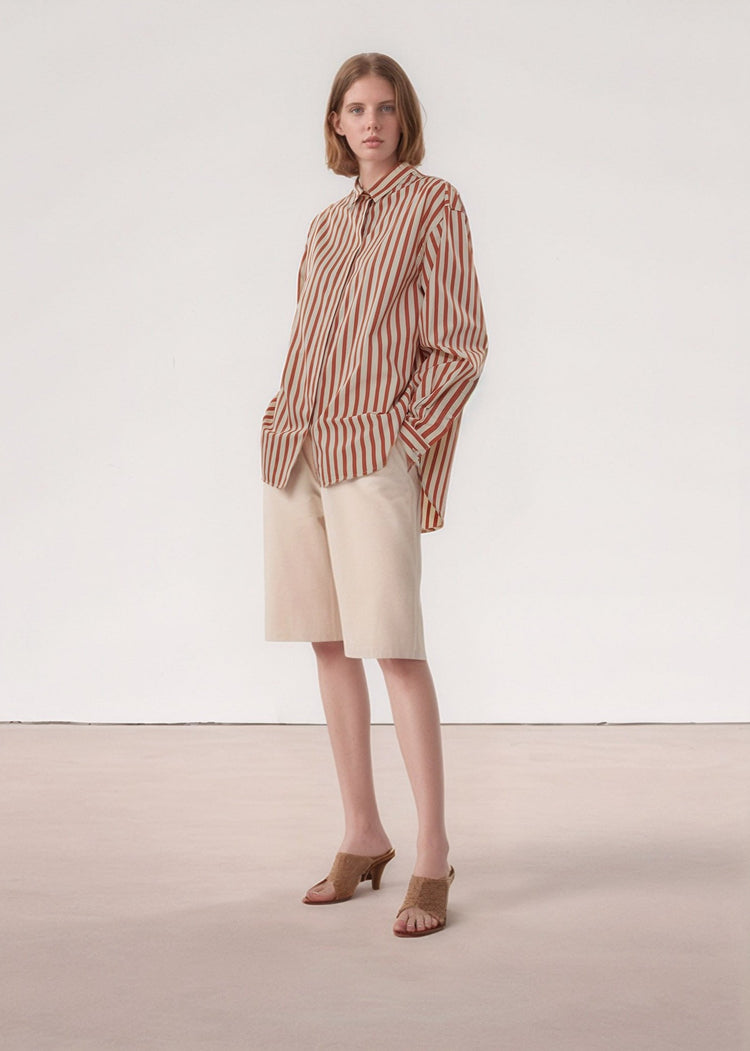 Orange Stripe Oversized Shirt