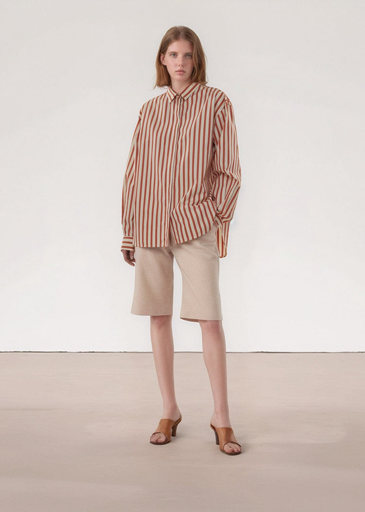 Orange Stripe Oversized Shirt