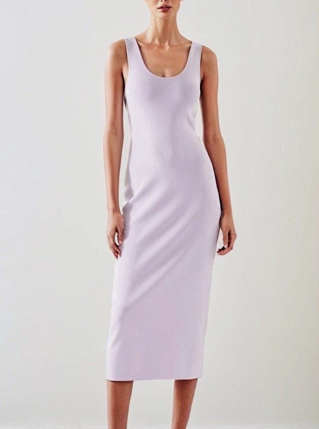 Knitted Midi Tube Dress in Lilac