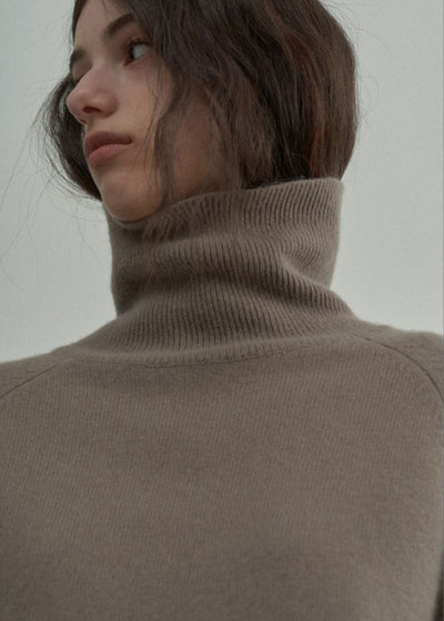 Wool Roll Neck Jumper in Vintage Khaki