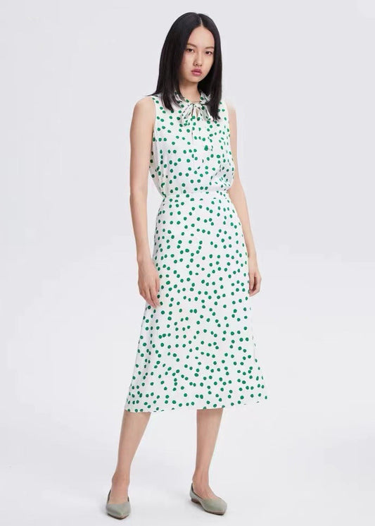 Polka Dot A-Line Midi Skirt