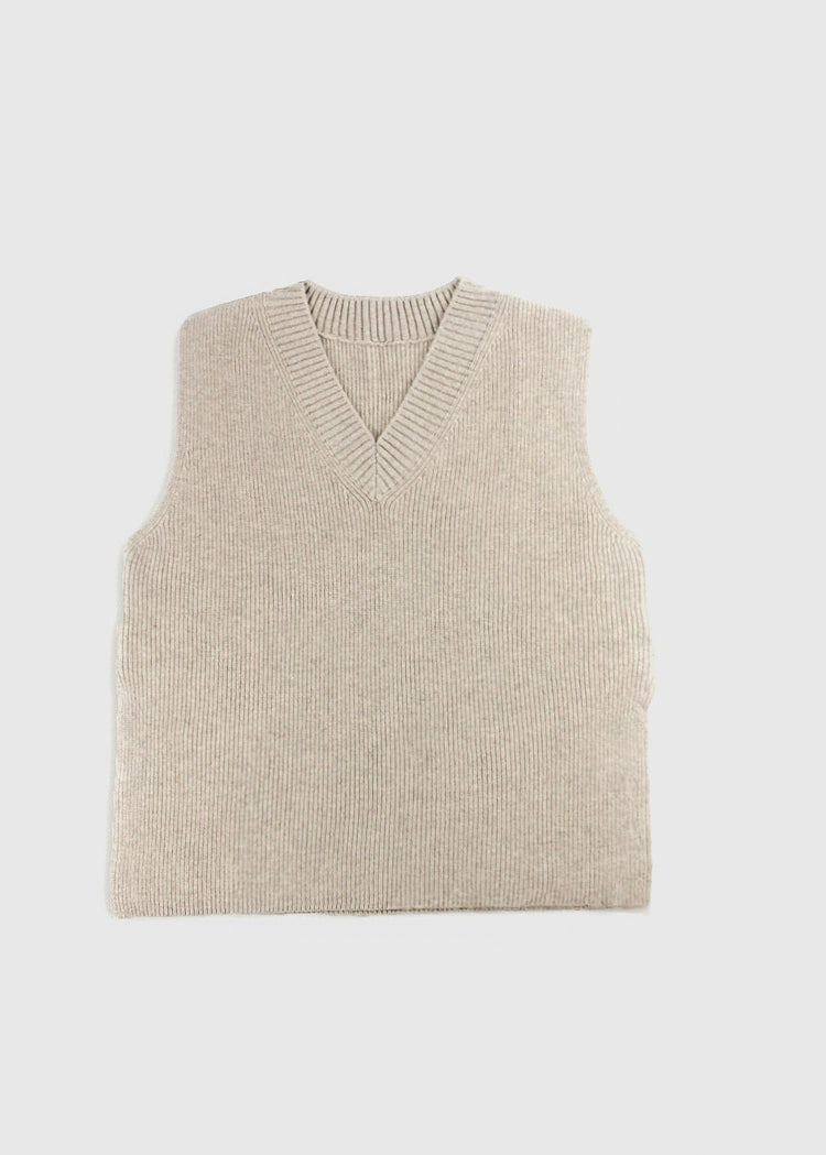 Pure Merino Wool Vest in Oatmeal