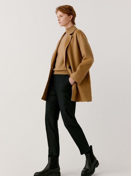 Light-Weight Wool Coat with Classic Notch Lapels