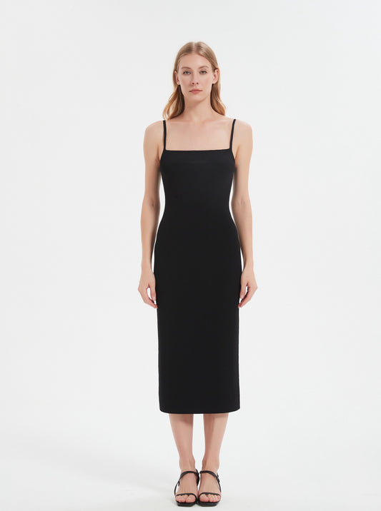 The Knitted Slip Dress in Black