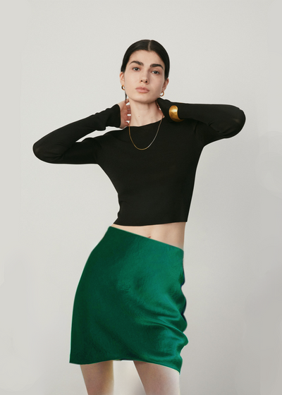 Acetate Mini Slip Skirt