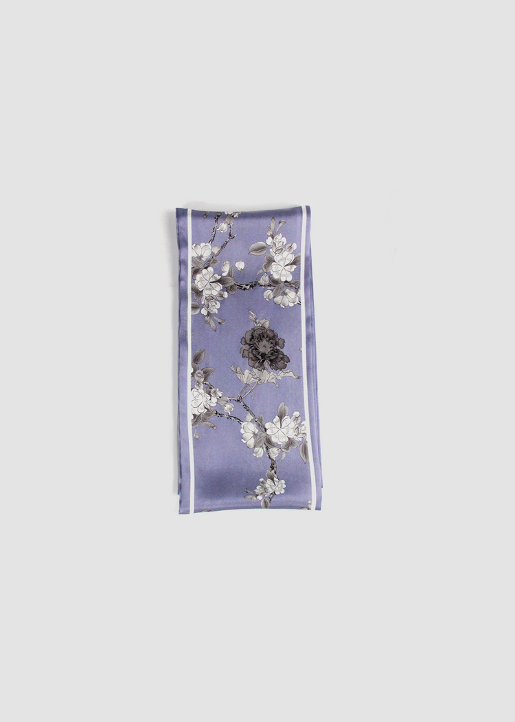 Floral Printed Silk Scarf - Violet