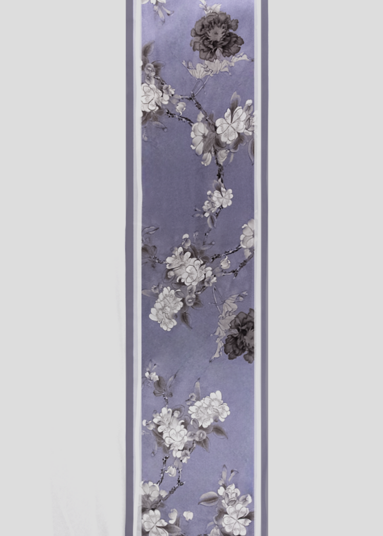 Floral Printed Silk Scarf - Violet