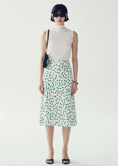 Polka Dot A-Line Midi Skirt