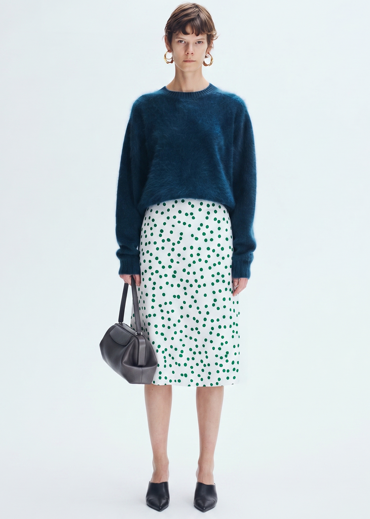Polka Dot A-Line Midi Skirt