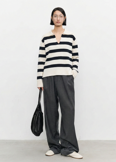 Knit Polo Striped Jumper