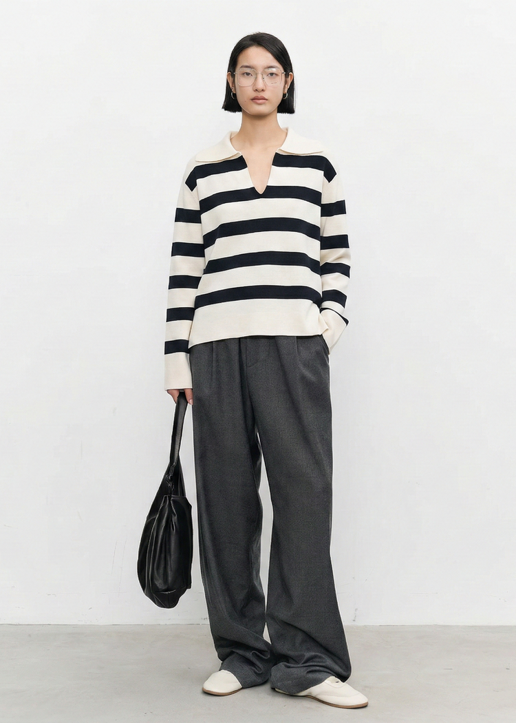 Knit Polo Striped Jumper