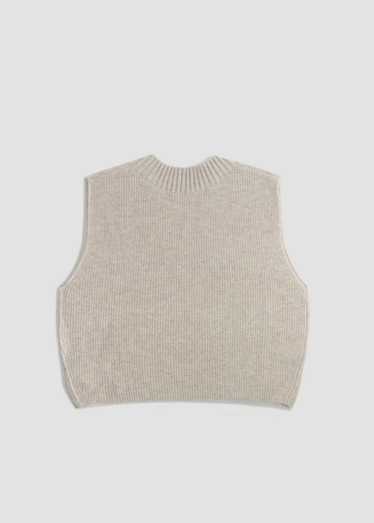 Pure Merino Wool Cropped Vest in Oatmeal