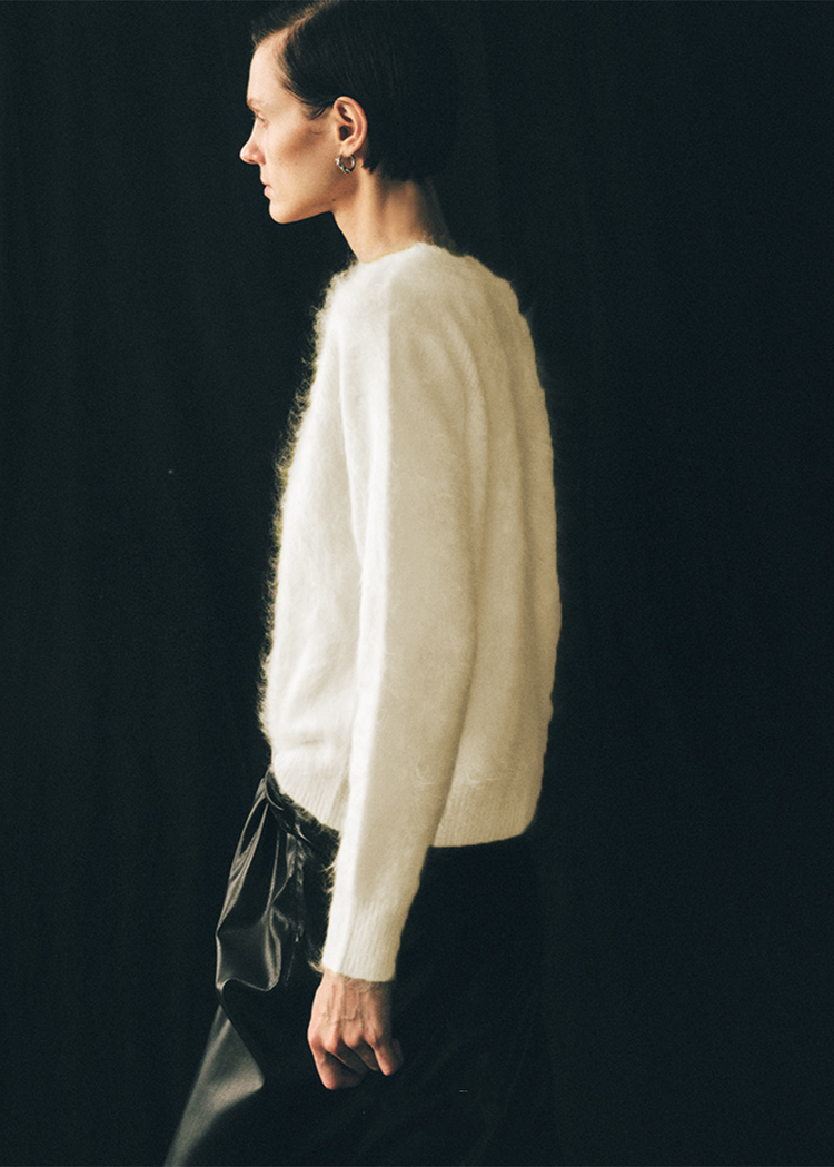 Brushed Cashmere Cardigan - White