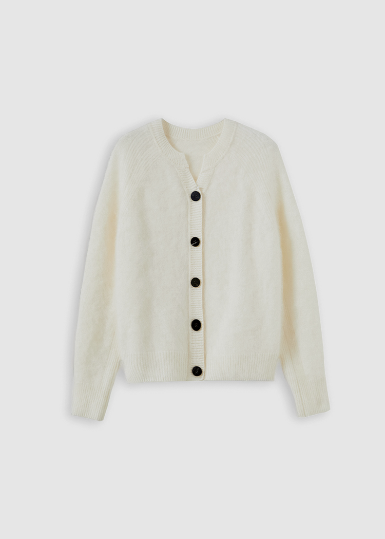 Brushed Cashmere Cardigan - White