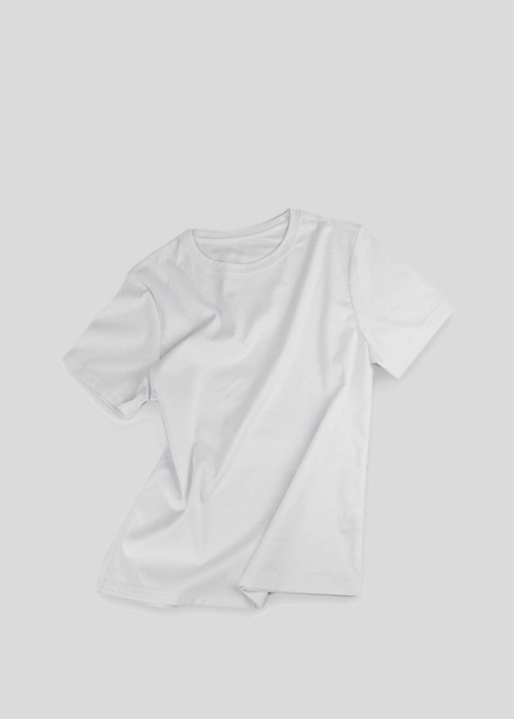 Cotton Silk Blend Tee - White