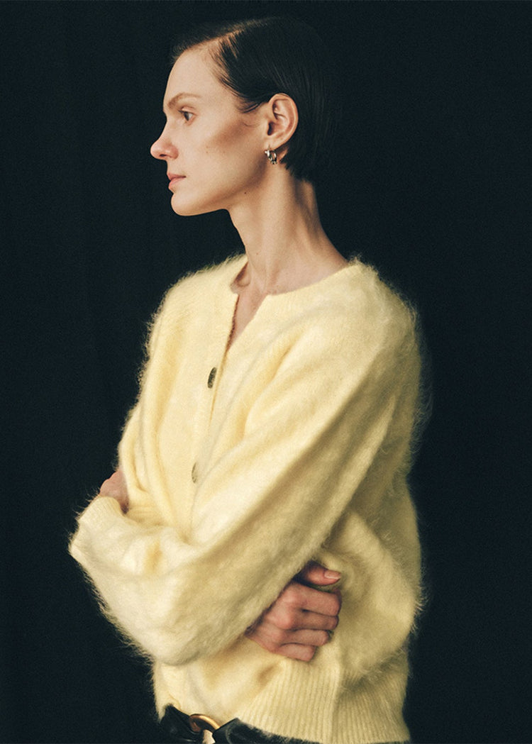 Brushed Cashmere Cardigan - Butter