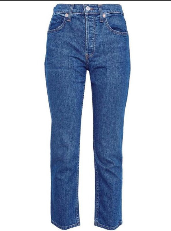 80’s High-waist Straight Blue Jeans