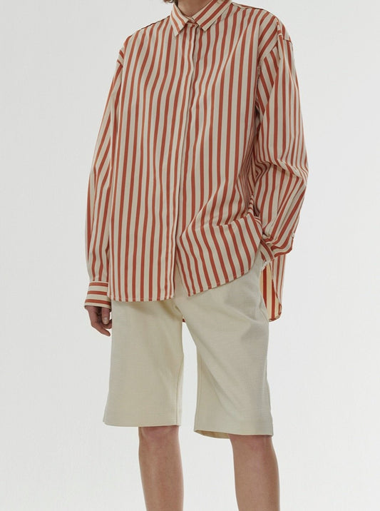 Orange Stripe Oversized Shirt