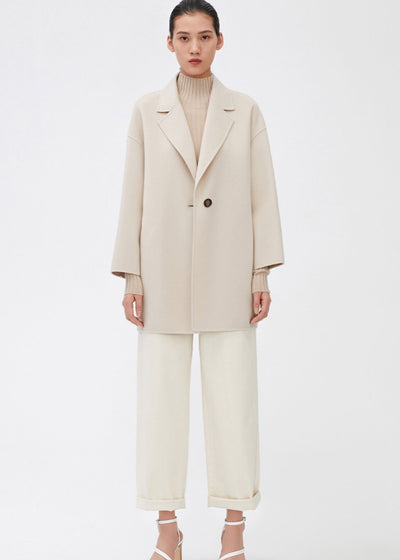 Light-Weight Wool Coat with Classic Notch Lapels