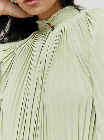 Pleated Long Sleeve Blouse