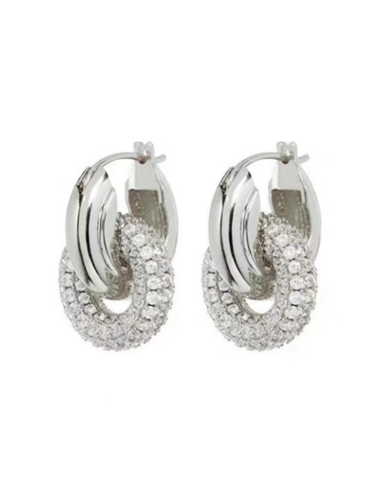 Double Hoop Earrings with Crystal