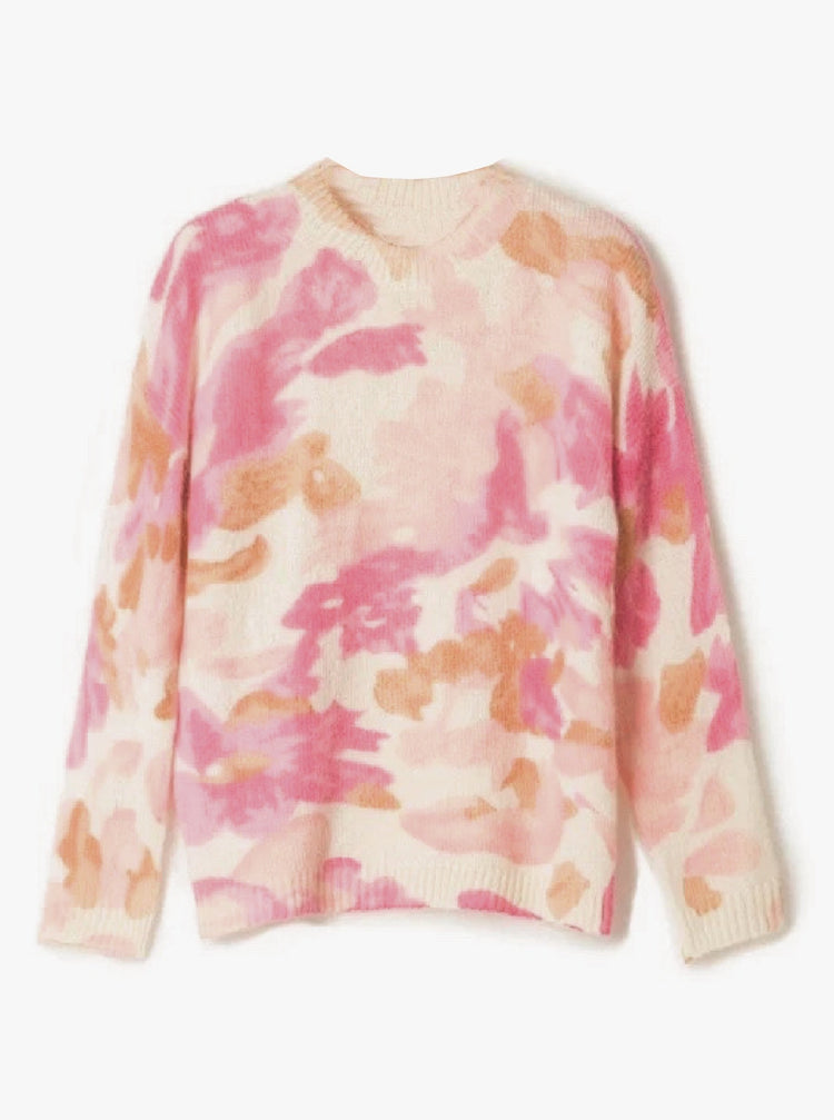 Mohair Blend Jumper in Water-colour All Over Print