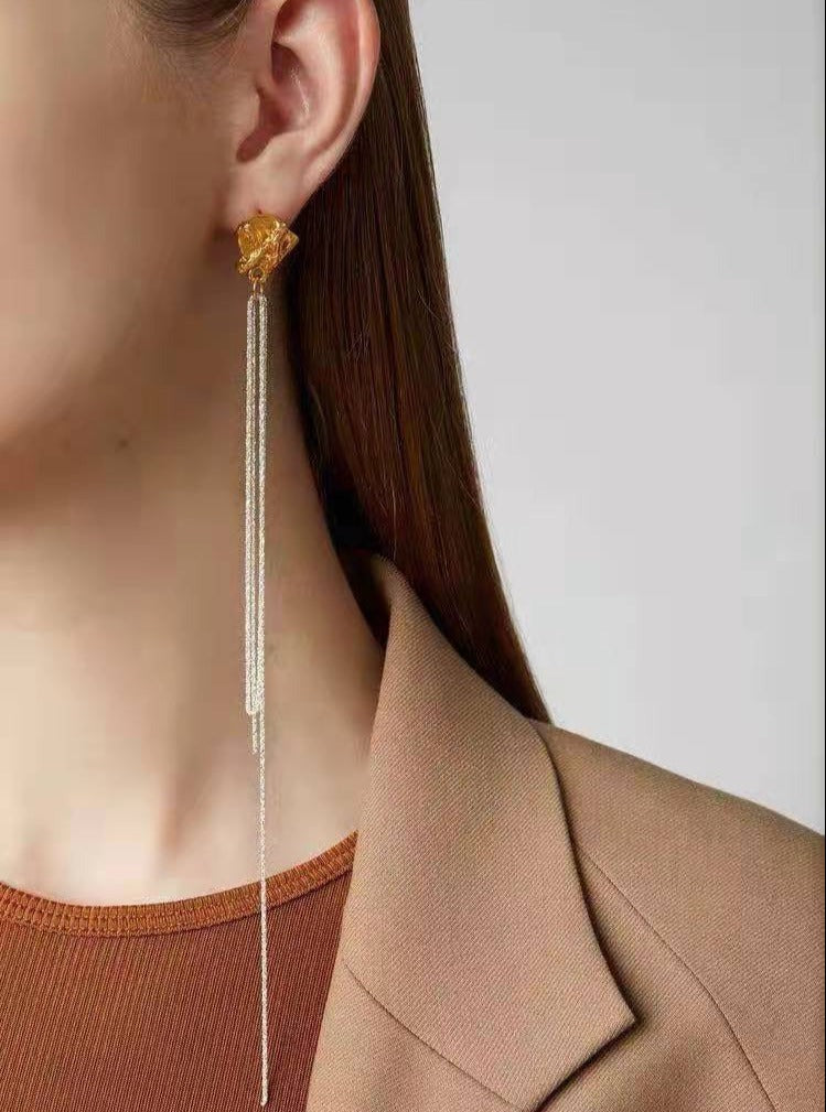 Linear Long Drop Single Earring