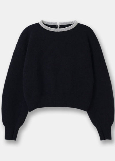 Embellished Neckline Wool Jumper