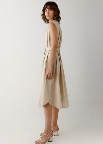 Cotton Crew Neck Midi Dress