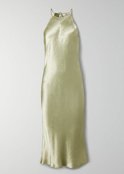 Draped Satin Midi Dress