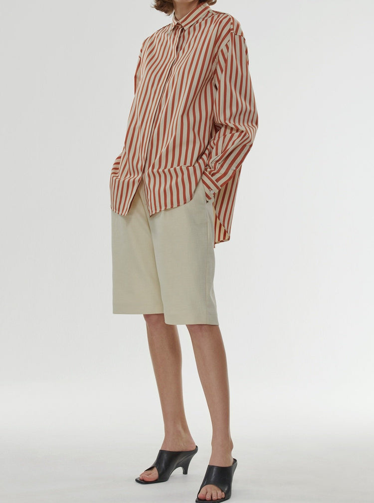 Orange Stripe Oversized Shirt